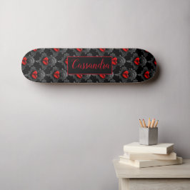 skate Personalizado do Coração do Gótico Vermelho
