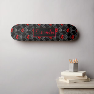 skate Personalizado do Coração do Gótico Vermelho