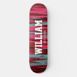 Skate Personalizado Est Colorido Abstrato Vermelho & Ros