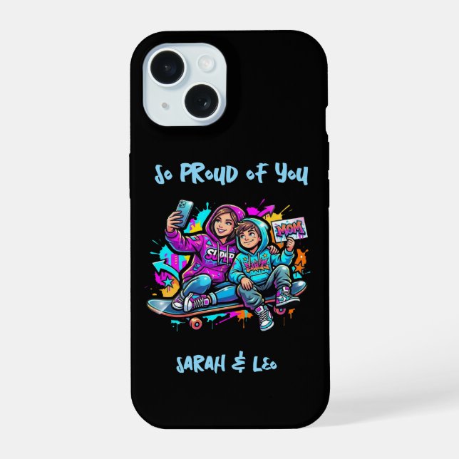 Skate Personalizado Mãe & Filho | Capinha de iPhon (Verso)