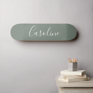Skate Personalizado Nome da Caligrafia Chic Sage Green