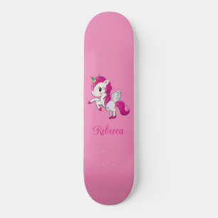 Skate Personalizado Rosa Brilhante de Unicórnio Fe