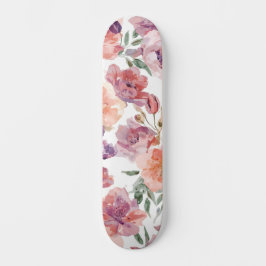 Skate Pétalas de Pêssego Flores de Aquarela Botânica Flo