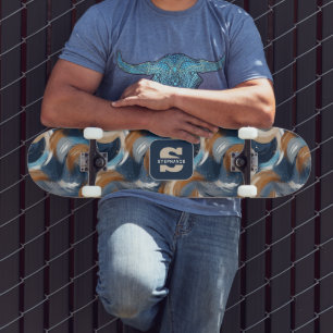 Skate Pincéis de Abstrato em azul, branco e castanho