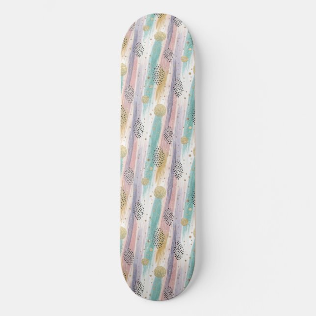 Skate Pincel de Pastel e Abstrato geométrico Dourado (Frente)