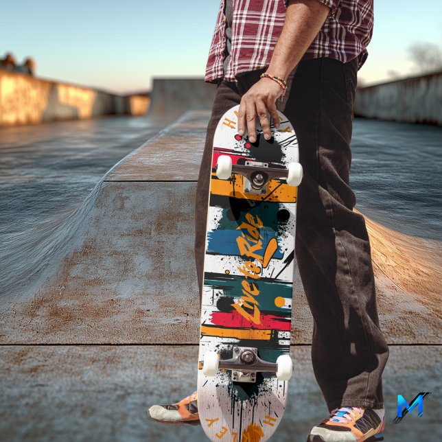 Skate Pincelada Abstrata Ousada - design Viva para Andar (Criador carregado)