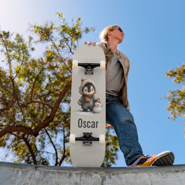Skate Pinguim de Inverno com Desenho de Boneco de Neve (Ao ar livre 1)