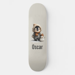 Skate Pinguim de Inverno com Desenho de Boneco de Neve
