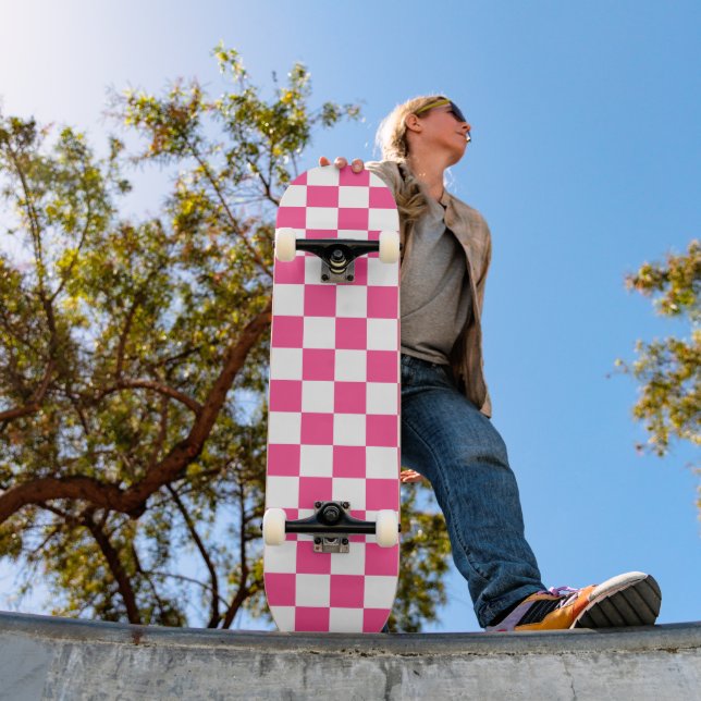 Skate Pink and White Checkered Print (Ao ar livre 1)