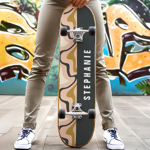 Skate Pink Black Gold Retro Moderno Mármore Redemoinho