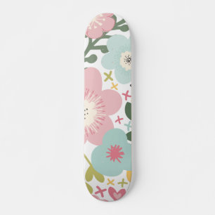 Skate Pink Blue Yellow Flowers Modern Floral 