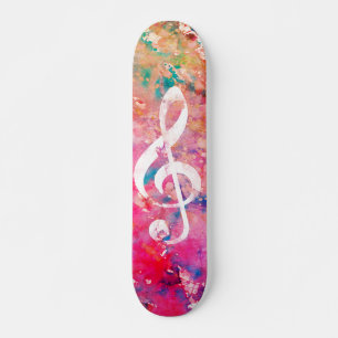 Skate Pink Coral Watercolor Paint Music Note Treble Clef