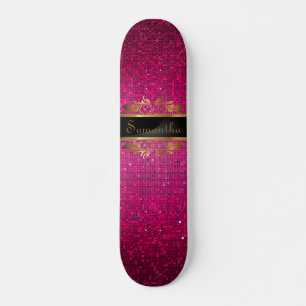 Skate Pink Glitter Sequence Disco - Quadro Escolar Antig