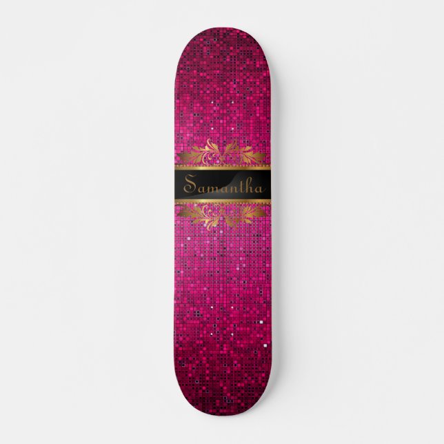 Skate Pink Glitter Sequence Disco - Quadro Escolar Antig (Frente)