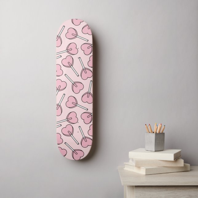 Skate Pink Lollipops, Heart Lollipops, Lollipop Pattern (Arte de parede)