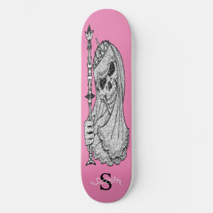 skate Pink SMILING GIRLY Skull