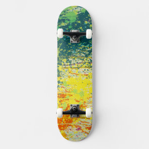 Skate Pintado de Verde Amarelo Laranja Legal