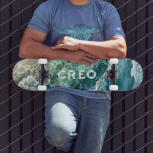 Skate Pintura a óleo de surf tropical oceânica