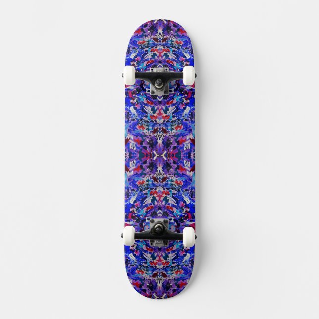Skate Pintura abstrata azul gira (Frente)