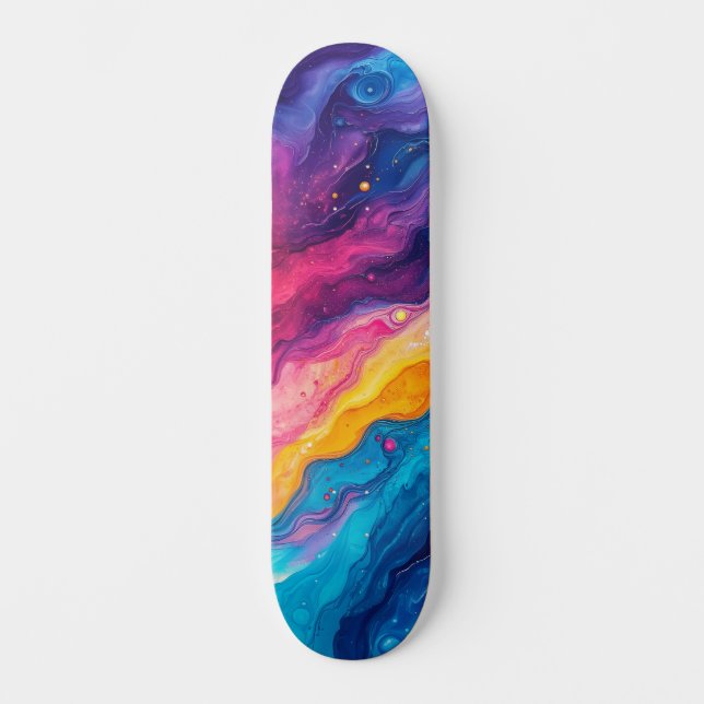 Skate Pintura Abstrata Fogo & Gelo (Frente)