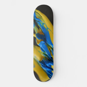 Skate Pintura amarela e azul em preto
