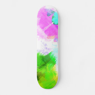 Skate Pintura aquarela abstrata