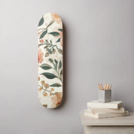 Skate Pintura Botânica de Flores de Aquarela Laranja