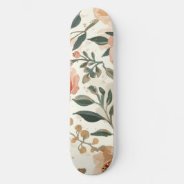 Skate Pintura Botânica de Flores de Aquarela Laranja
