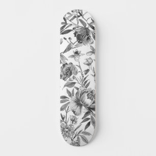 Skate Pintura Botânica Floral em Aquarela Chinesa