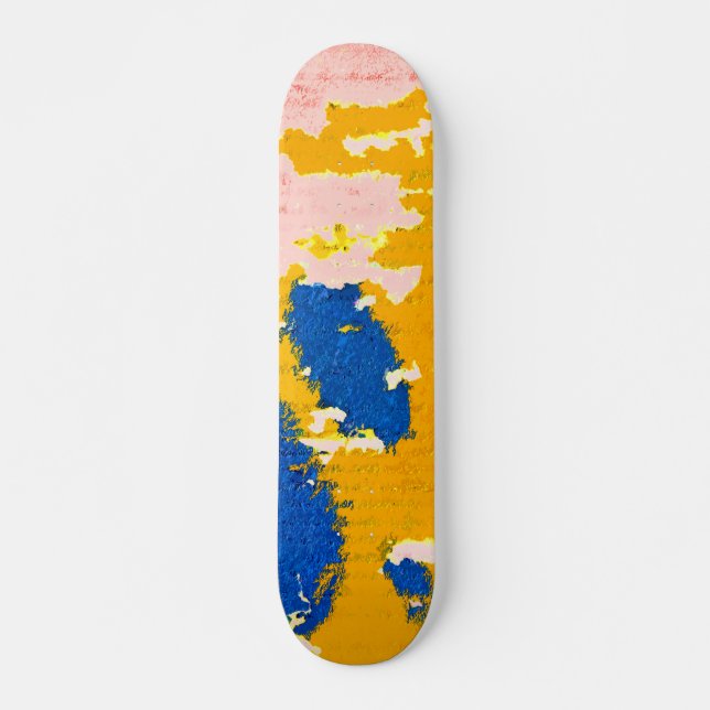 Skate Pintura de descasque de Rosas claro azul-amarelo-a (Frente)