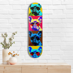 Skate Pintura multicolorido de buldogue francês no estil