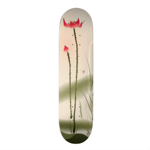 Skate Pintura oriental do estilo, Lotus alto