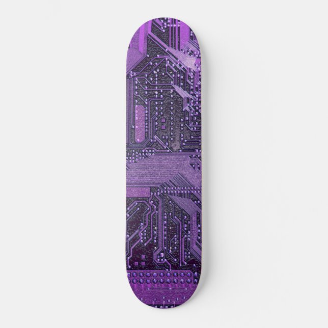 Skate Placa de Circuito Cibernético Roxo Arte de Tecnolo (Frente)