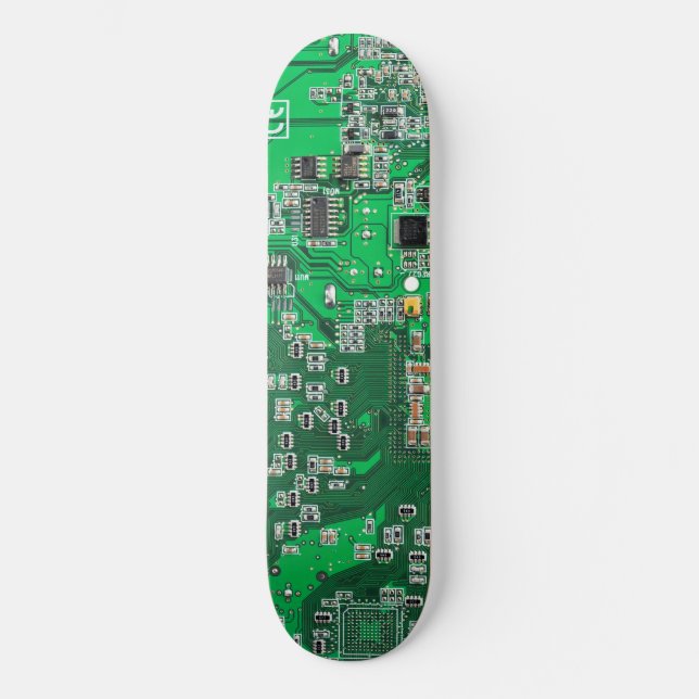 Skate Placa de Circuito de Geeks de Computador Verde (Frente)