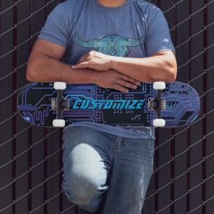 Skate Placa de Circuito PCB Azul Cibernética Personaliza