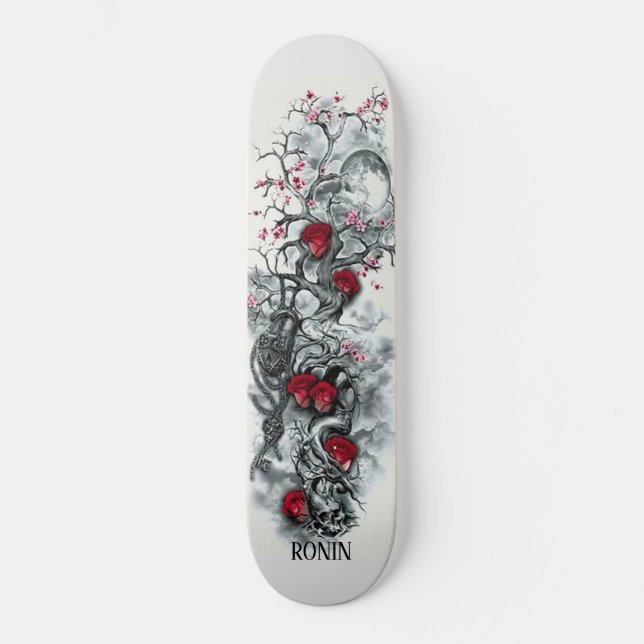 Skate Placa de Rosa da Lua de Chersom japonês (Frente)