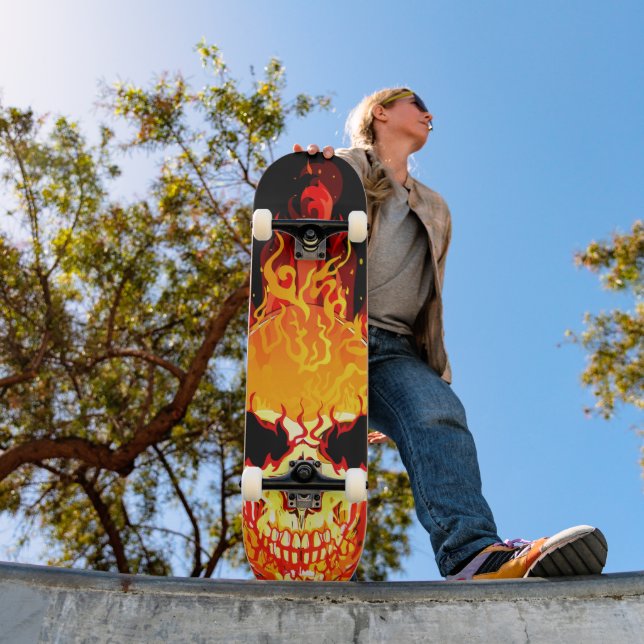 Skate Placa de Skull Flaming (Ao ar livre 1)