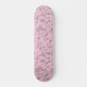 Skate Placas de pérolas brancas-rosadas em veludo rosa