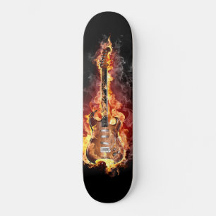 Skate planche à roulette guitare en feu