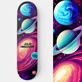 Skate Planetas Universos Cósmicos Galáxias Rosa e Azul