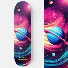 Skate Planetas Universos Cósmicos Rosa e Azul