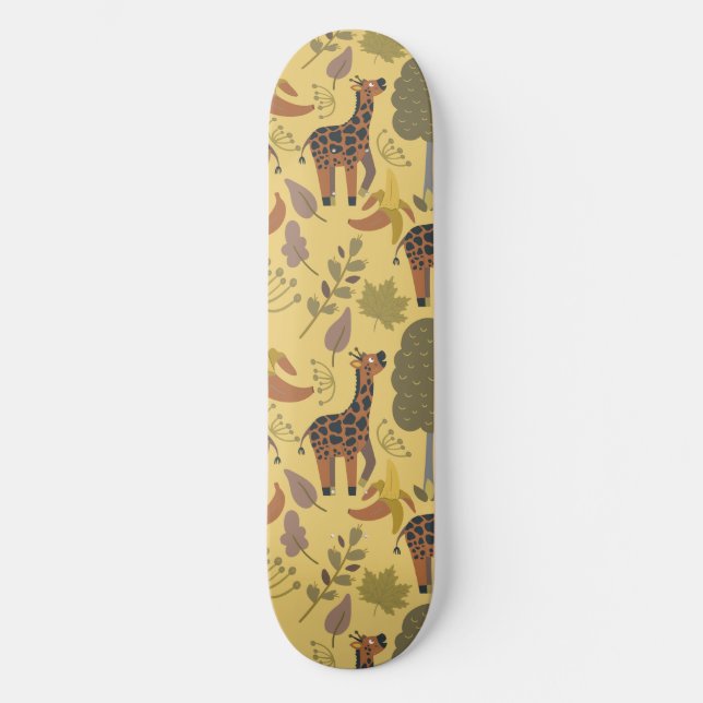 Skate Plano de fundo amarelo sem costura Giraffe (Frente)