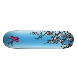 Skate Plataforma cor-de-rosa da andorinha e da flor de
