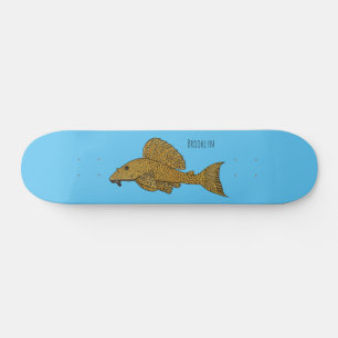 Skate Pleco fish cartoon illustration 