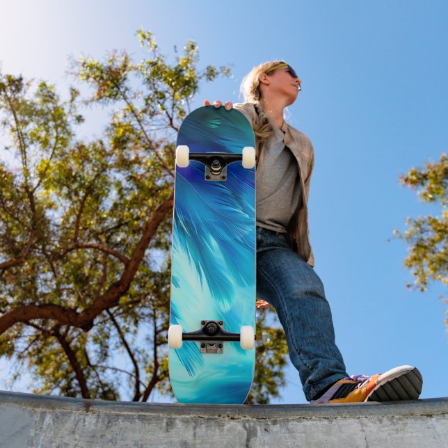 Skate Pluma Abstrata Azul Verde (Ao ar livre 1)