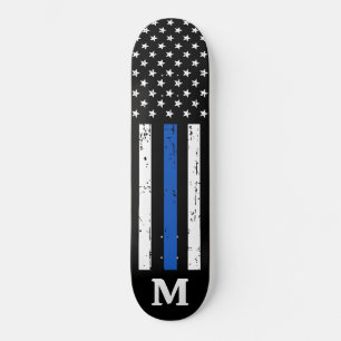 Skate Polícia Personalizada - Bandeira Americana Thin Bl