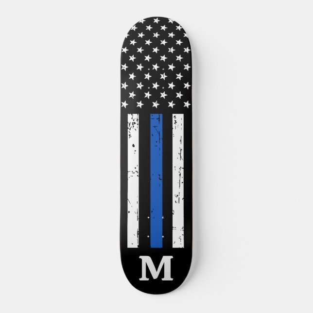 Skate Polícia Personalizada - Bandeira Americana Thin Bl (Frente)