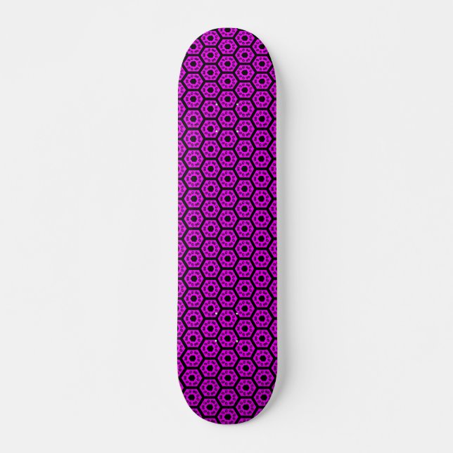 Skate Polígonos v1 - Preto e Magenta (Frente)