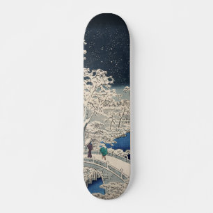 Skate Ponte do tambor na neve Vintage na arte ukiyo-e ja