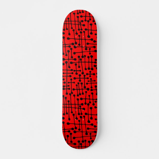 Skate Pontos conectados - Preto em vermelho (Frente)